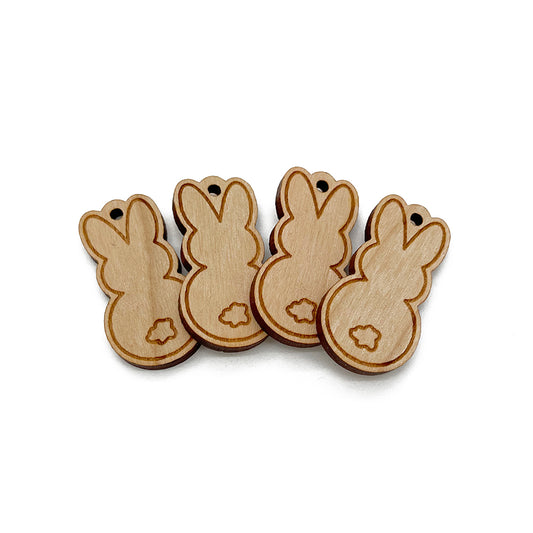 Easter Bunny with Tail Engraved Wood Jewelry Charm Blanks