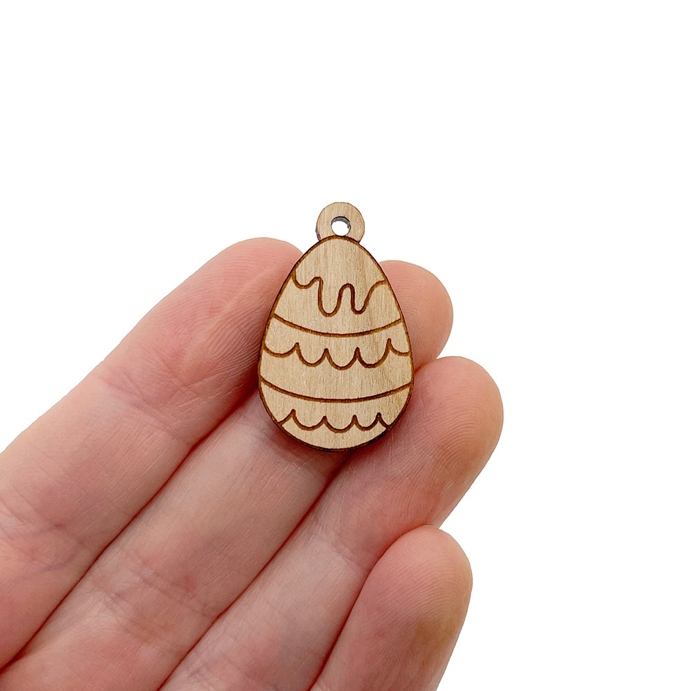 Decorative Easter Egg Engraved Wood Jewelry Charm Blanks