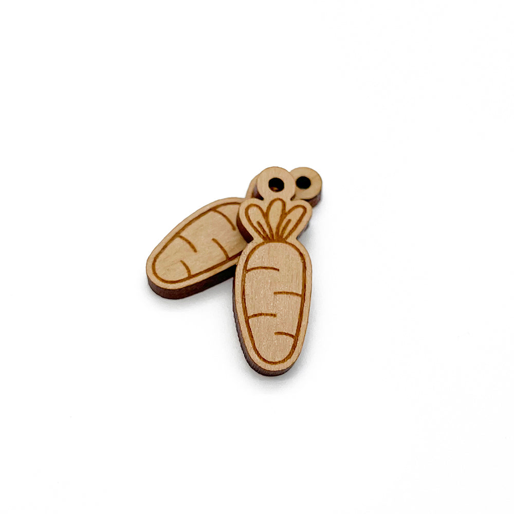 Carrot Engraved Wood Jewelry Charm Blanks