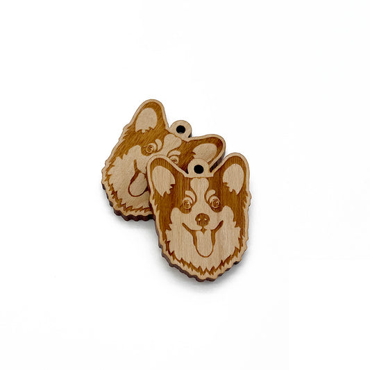 Corgi Engraved Wood Jewelry Charm Blanks