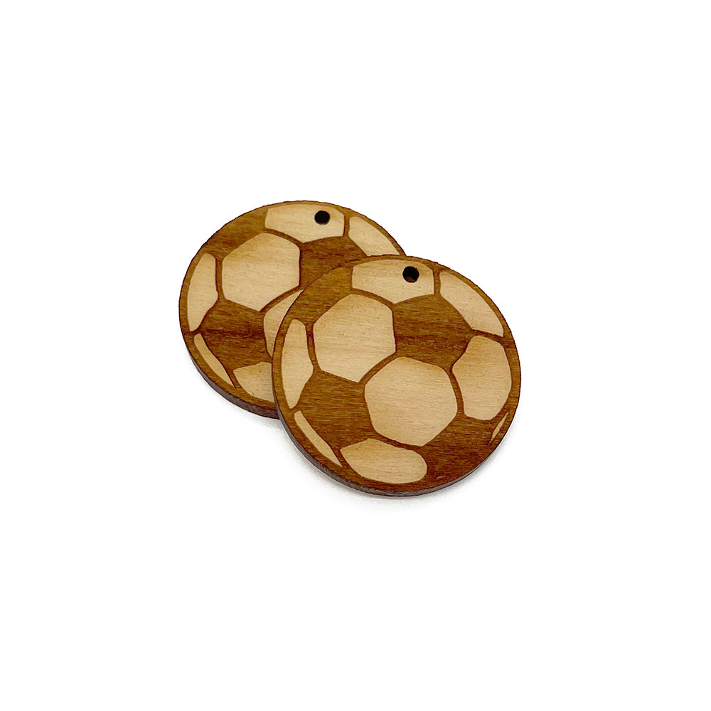 Soccer Ball Engraved Wood Jewelry Charm Blanks