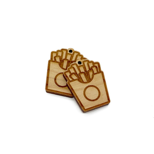 French Fries Engraved Wood Jewelry Charm Blanks