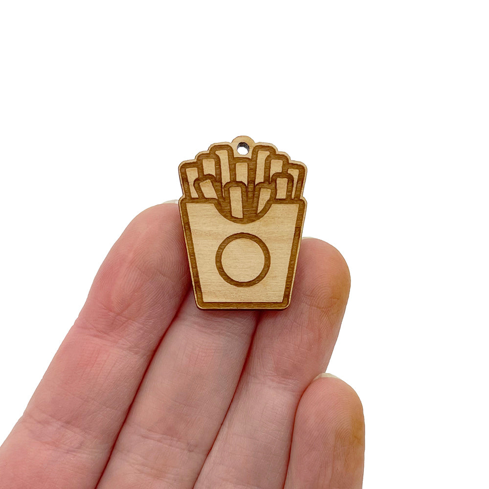 French Fries Engraved Wood Jewelry Charm Blanks