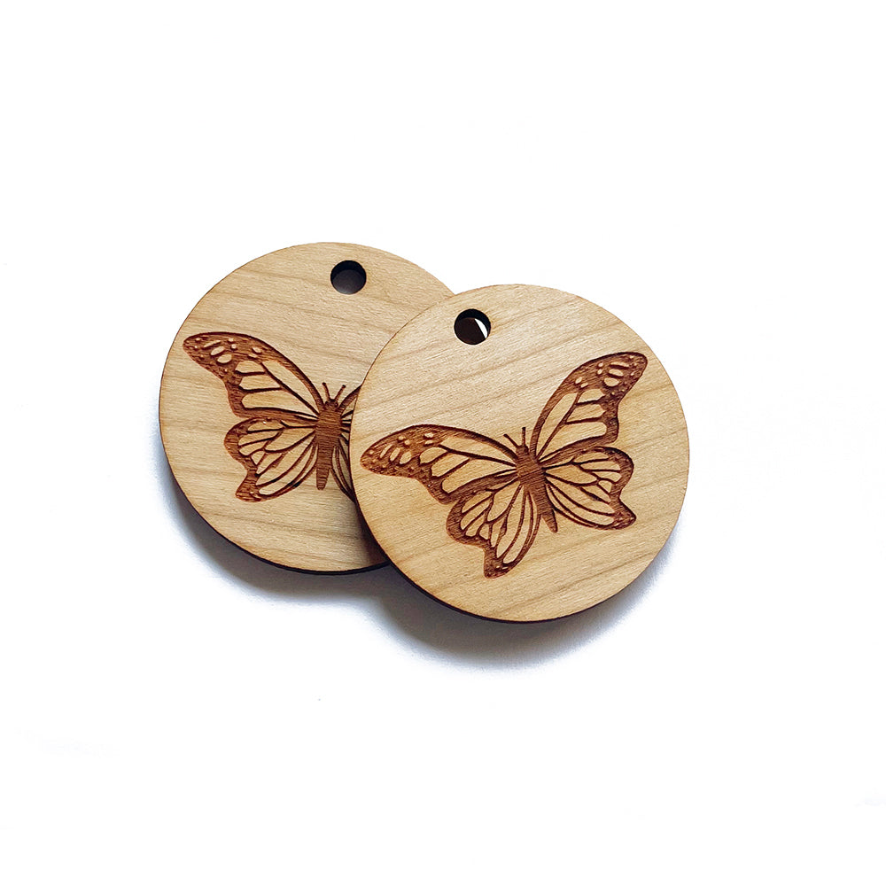 Monarch Butterfly Large Round Wood Charm Blanks