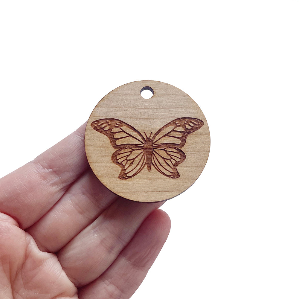 Monarch Butterfly Large Round Wood Charm Blanks