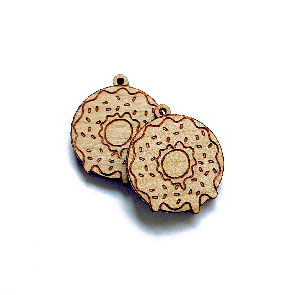 Dripping Donut Engraved Wood Jewelry Charm Blanks