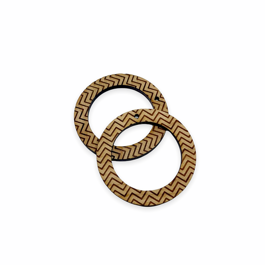 Chevron Hoop Engraved Wood Jewelry Charm Blanks