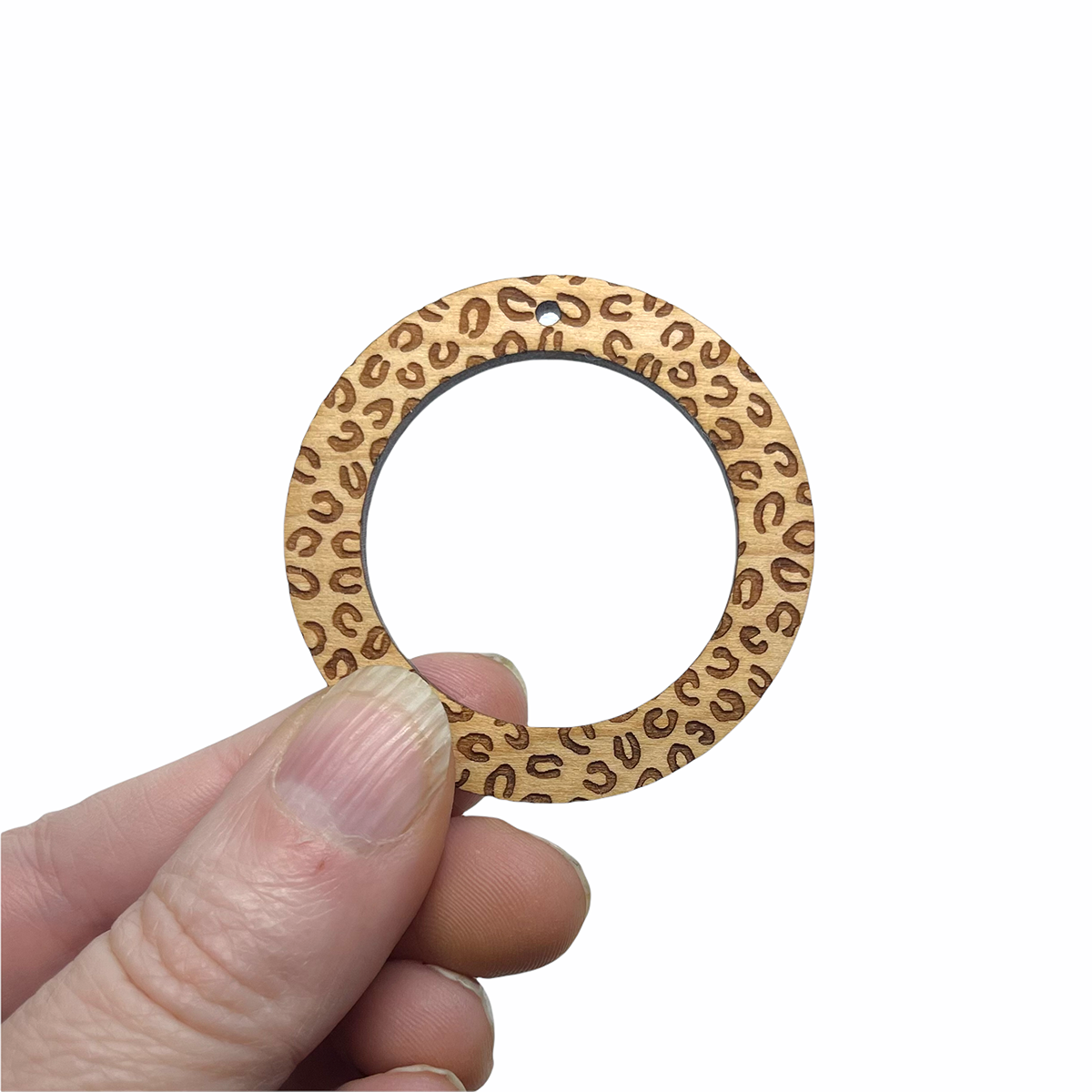 Cheetah Print Hoop Engraved Wood Jewelry Charm Blanks