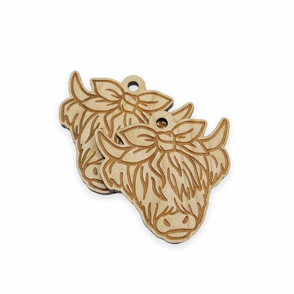 Highland Cow Large Wood Jewelry Charm Blanks