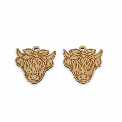 Highland Cow Large Wood Jewelry Charm Blanks