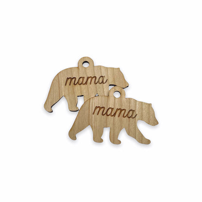 Mama Large Bear Shaped Wood Jewelry Charm Blanks