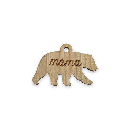 Mama Large Bear Shaped Wood Jewelry Charm Blanks