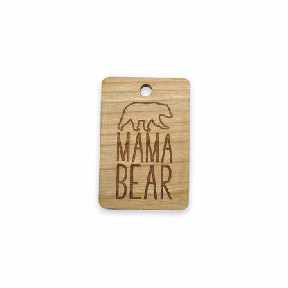 Mama Bear Engraved Rectangle Shaped Wood Keychain Charm Blanks