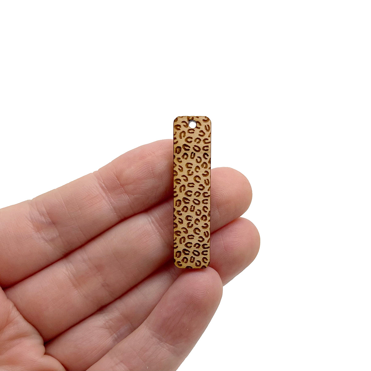 Cheetah Print Bar Engraved Wood Jewelry Charm Blanks