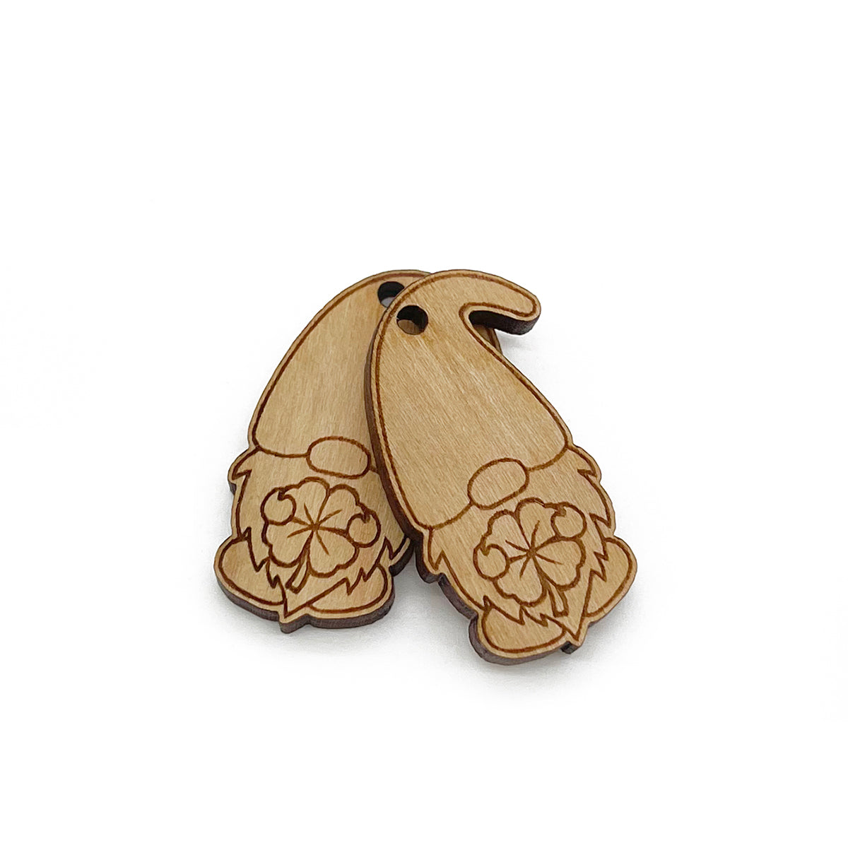 Lucky Clover Gnome Wood Jewelry Charm Blanks