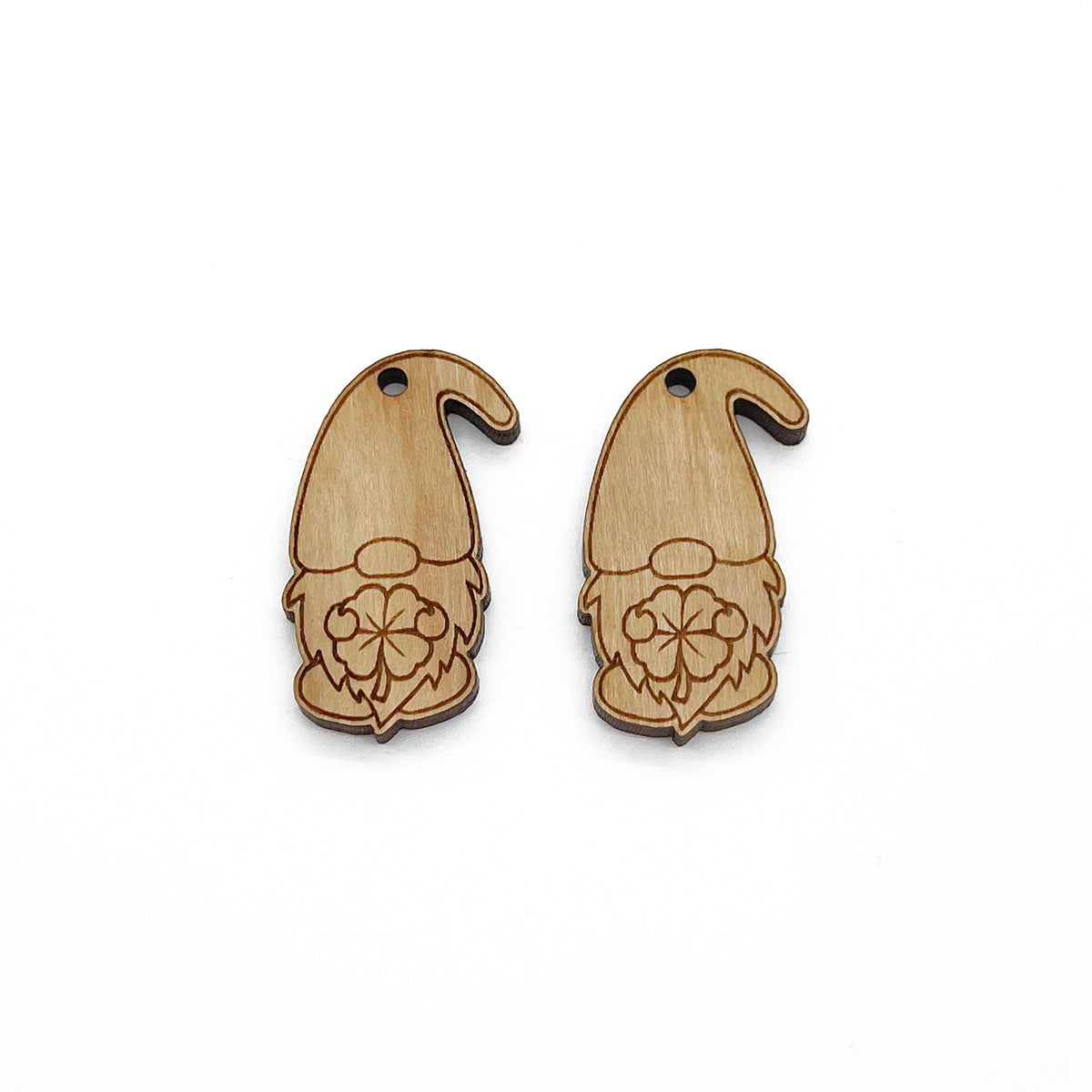 Lucky Clover Gnome Wood Jewelry Charm Blanks