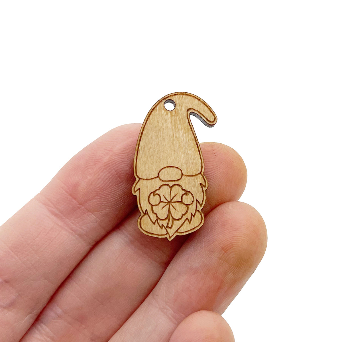 Lucky Clover Gnome Wood Jewelry Charm Blanks