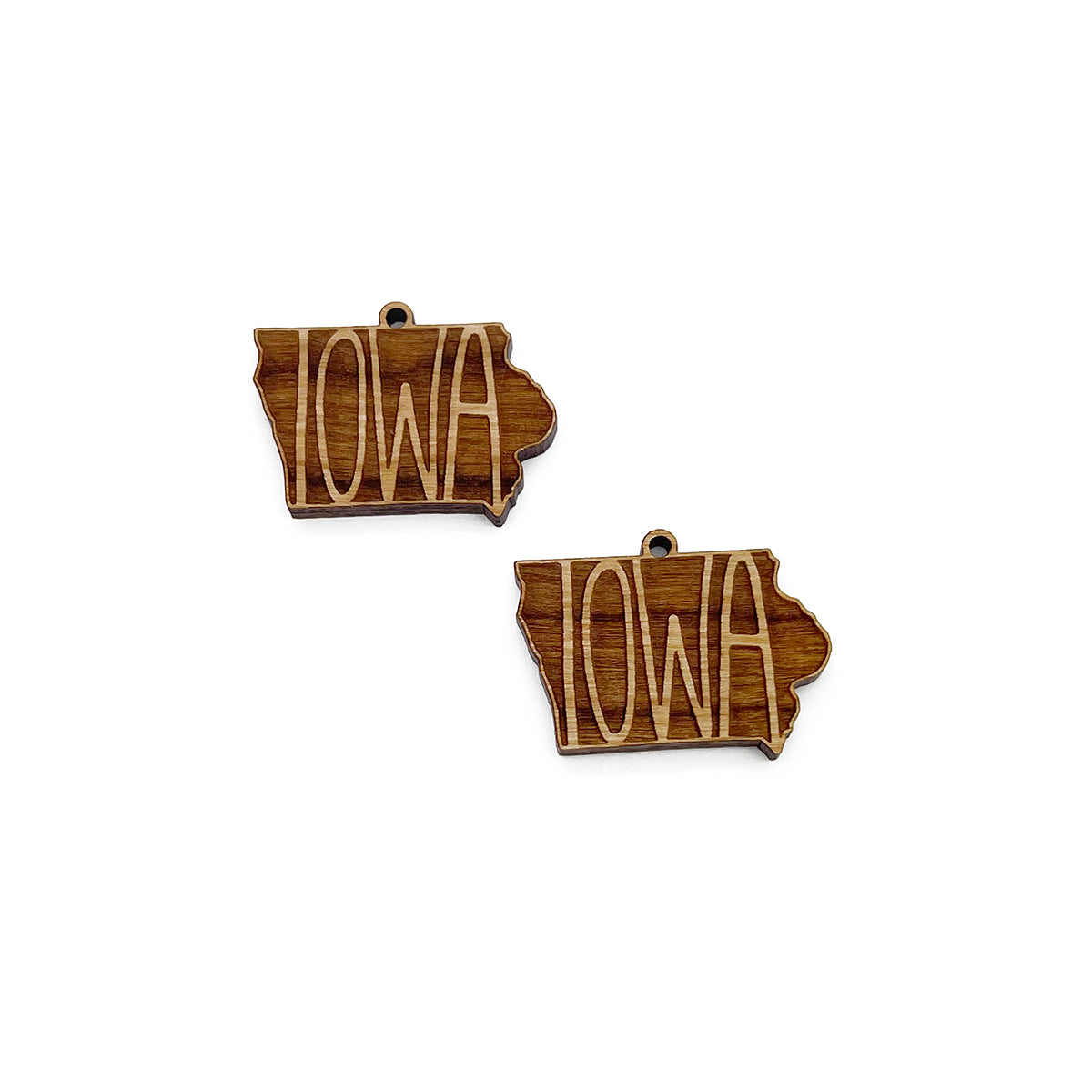 Iowa Engraved Wood Jewelry Charm Blanks
