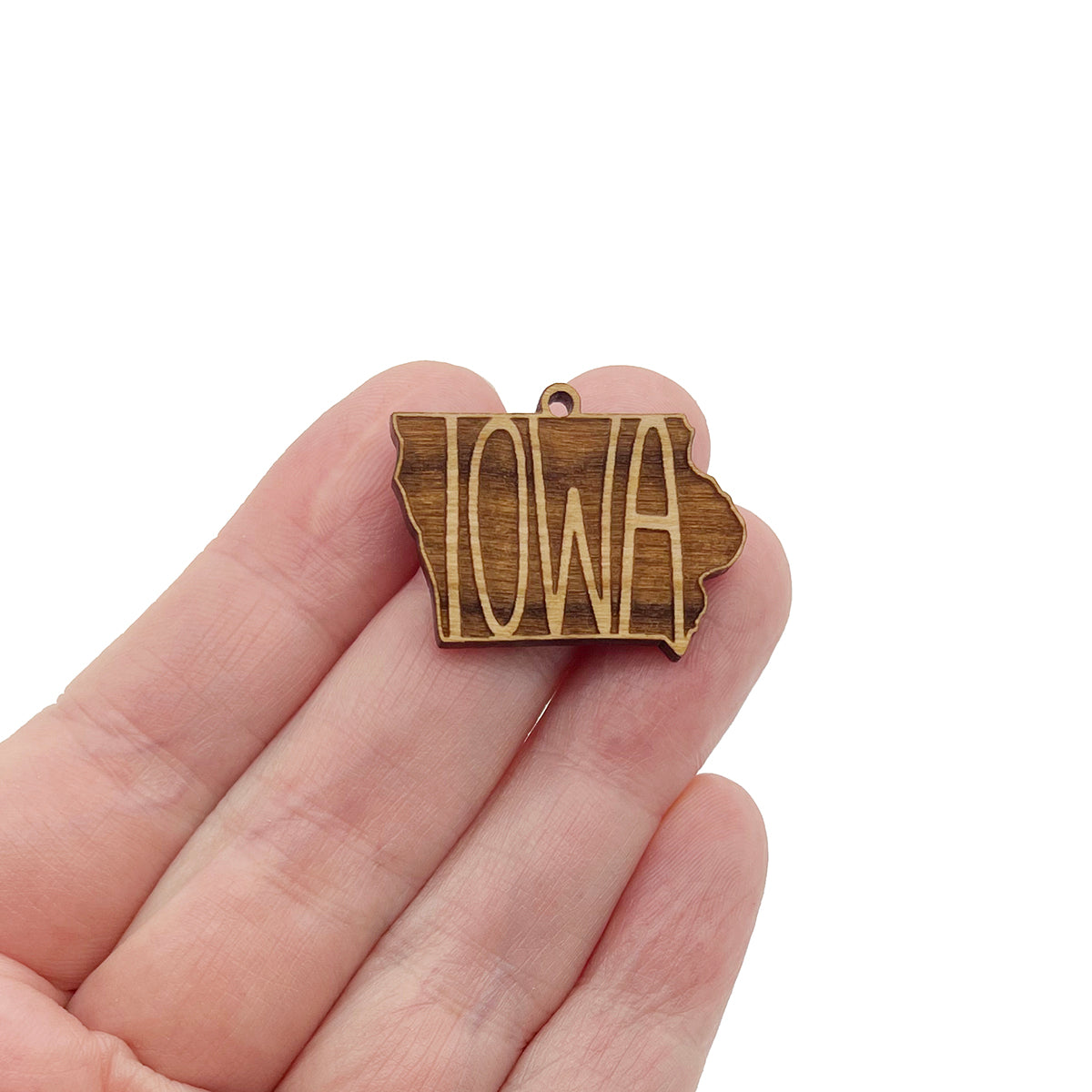 Iowa Engraved Wood Jewelry Charm Blanks