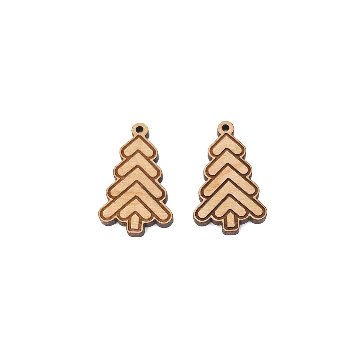 Modern Christmas Tree Engraved Wood Jewelry Charm Blanks