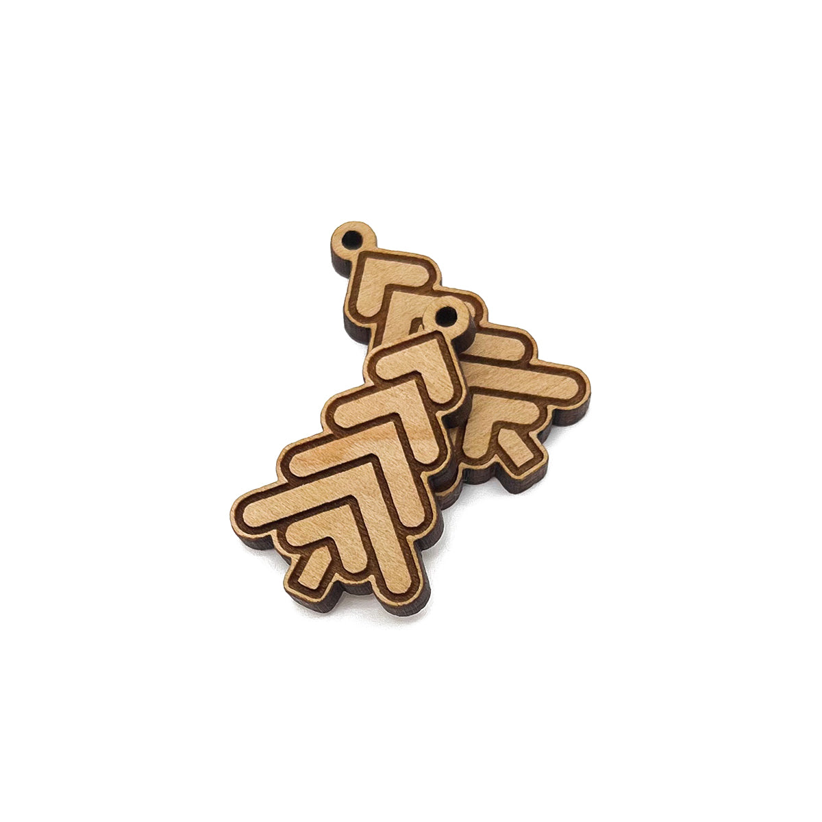 Modern Christmas Tree Engraved Wood Jewelry Charm Blanks