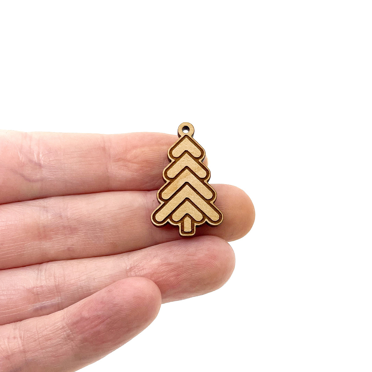 Modern Christmas Tree Engraved Wood Jewelry Charm Blanks