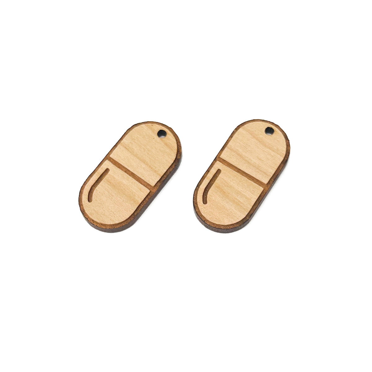 Pill Engraved Wood Jewelry Charm Blanks