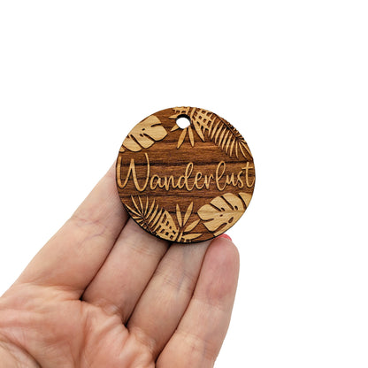 Tropical Wanderlust Large Round Engraved Wood Charm Blanks