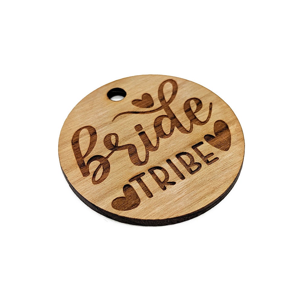 Bride Tribe Large Round Engraved Wood Charm Blanks