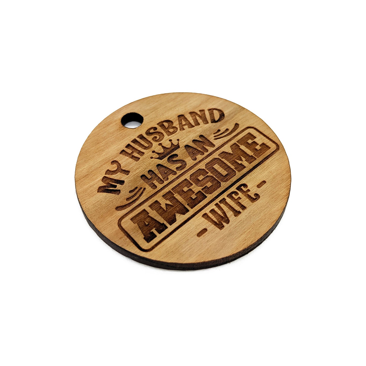 Awesome Wife Large Round Engraved Wood Charm Blanks