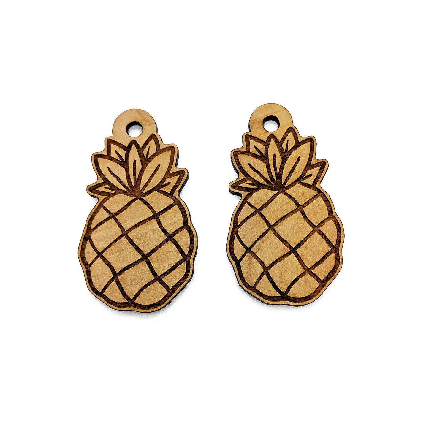 Pineapple Engraved Wood Keychain Charm Blanks