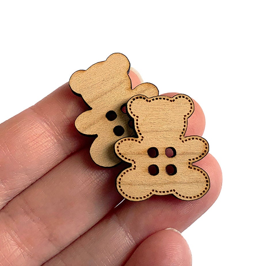 Teddy Bear  Wood Button Blanks