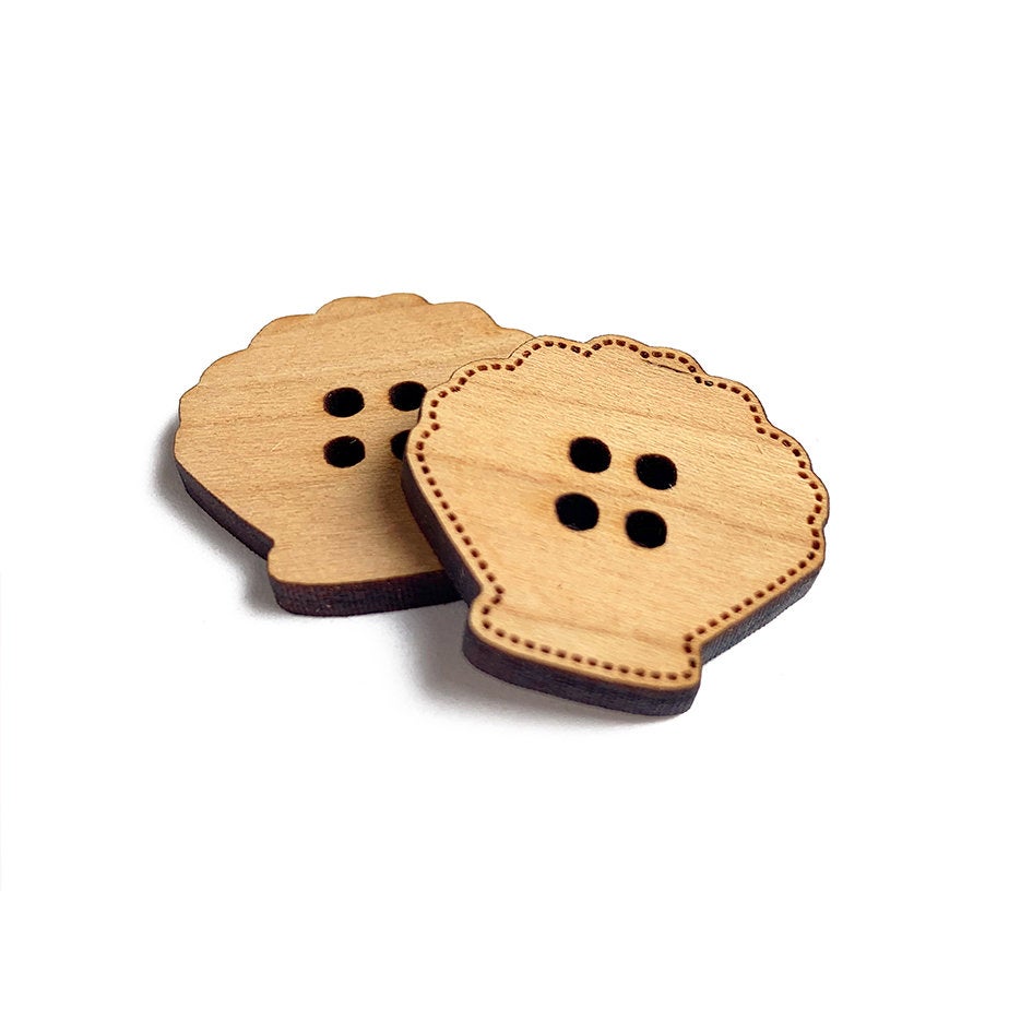 Seashell Shaped Wood Button Blanks