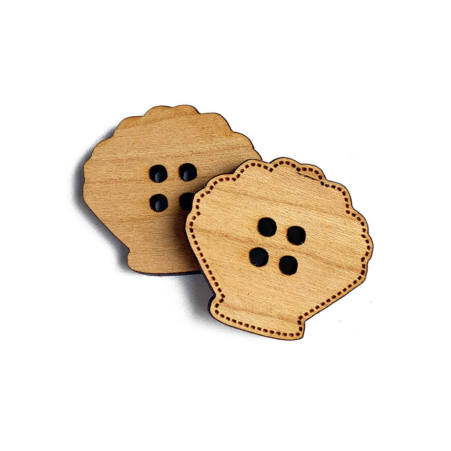 Seashell Shaped Wood Button Blanks