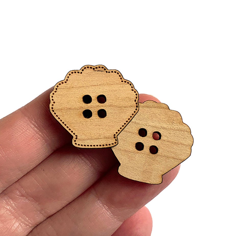 Seashell Shaped Wood Button Blanks