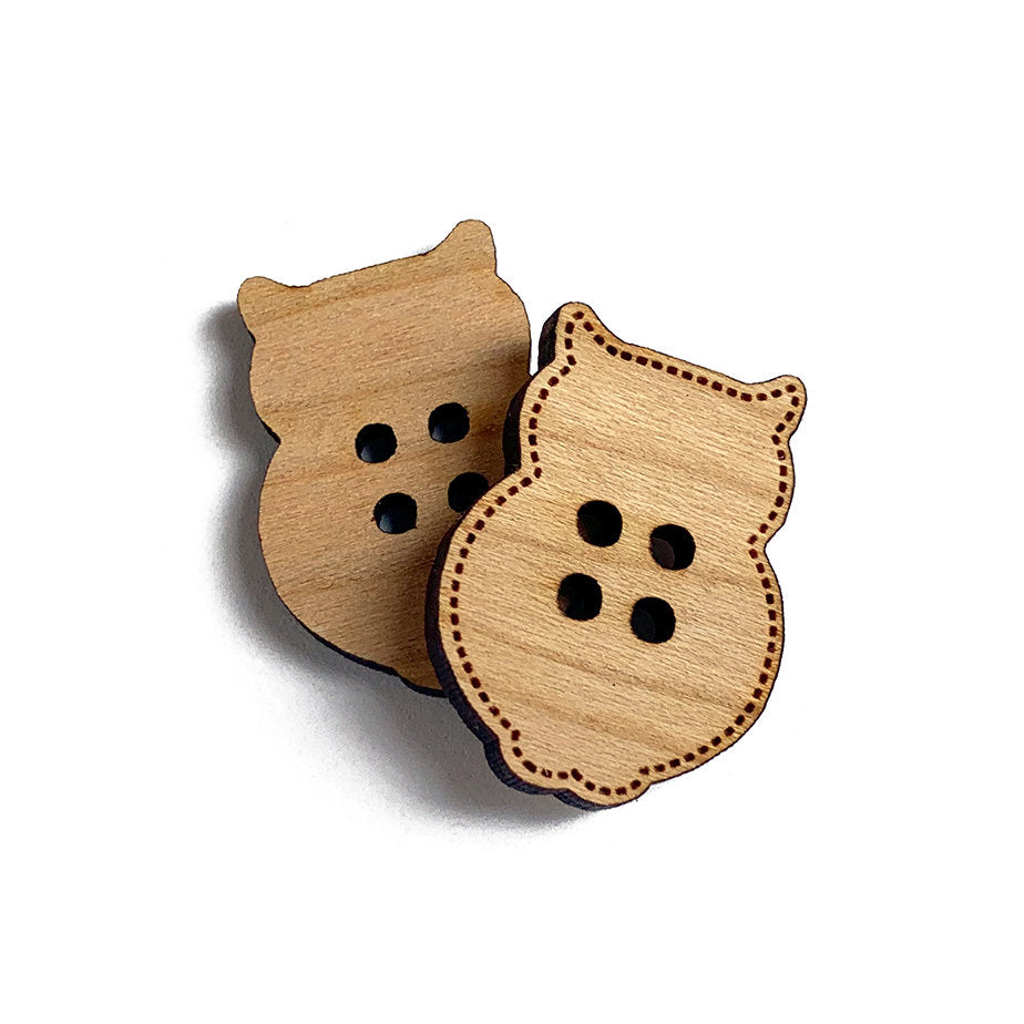 Owl Shaped Wood Button Blanks