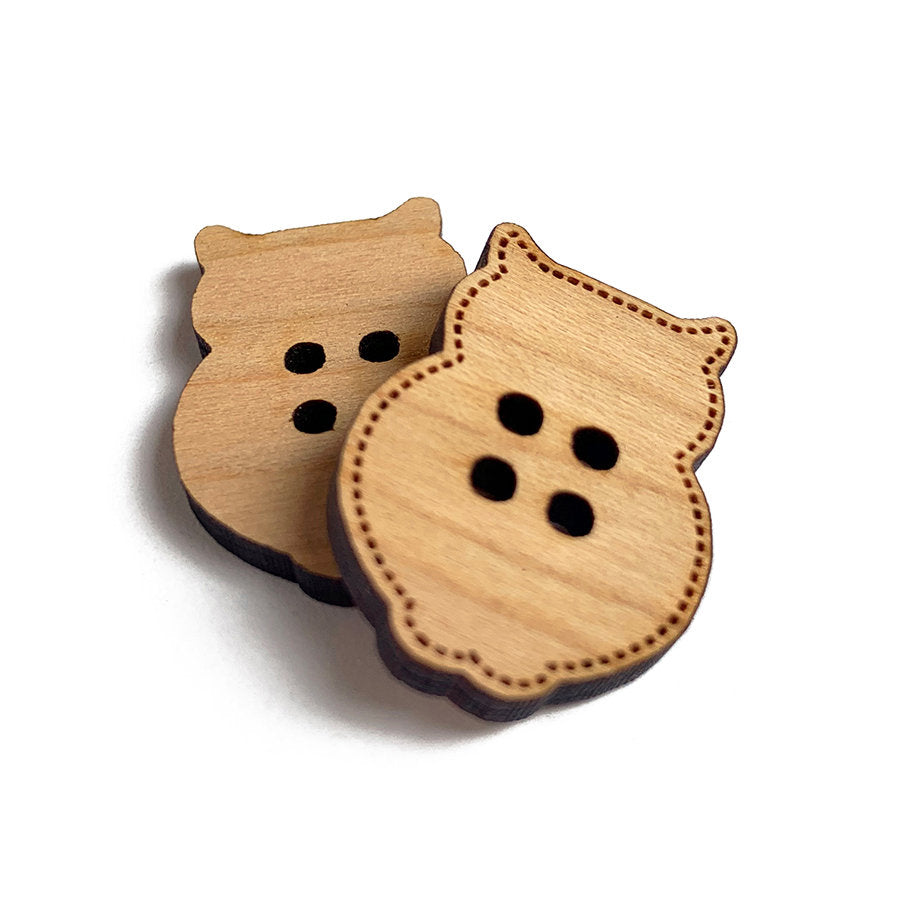 Owl Shaped Wood Button Blanks