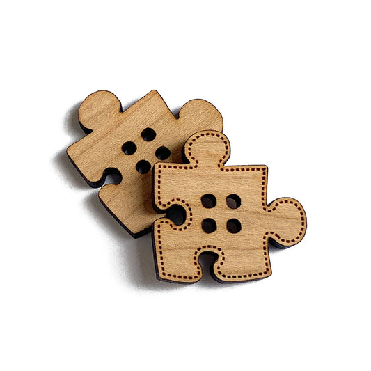 Puzzle Piece Shaped Wood Button Blanks