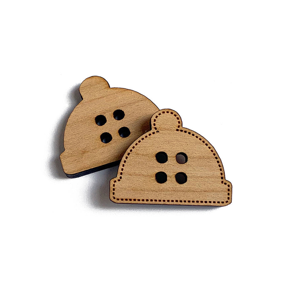 Hat Shaped Wood Button Blanks