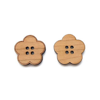 Flower Shaped Wood Button Blanks