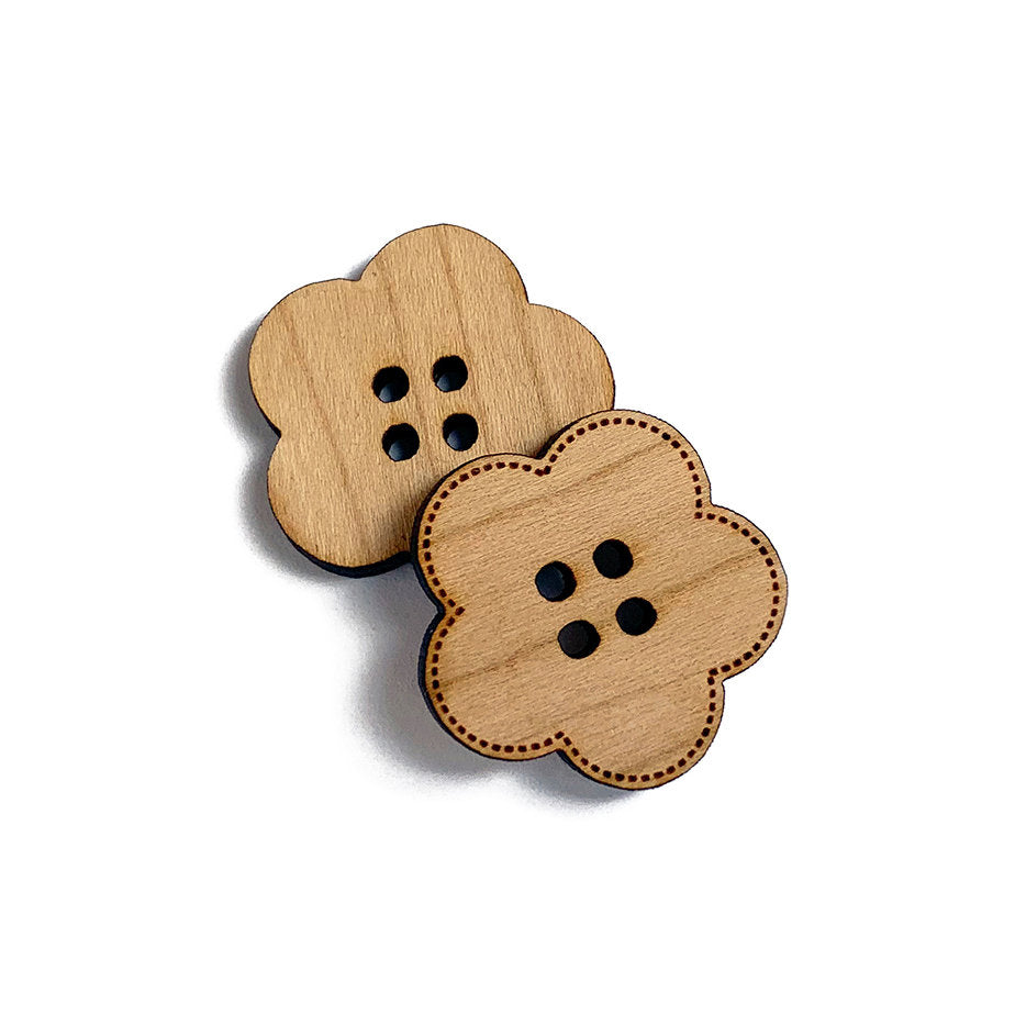 Flower Shaped Wood Button Blanks