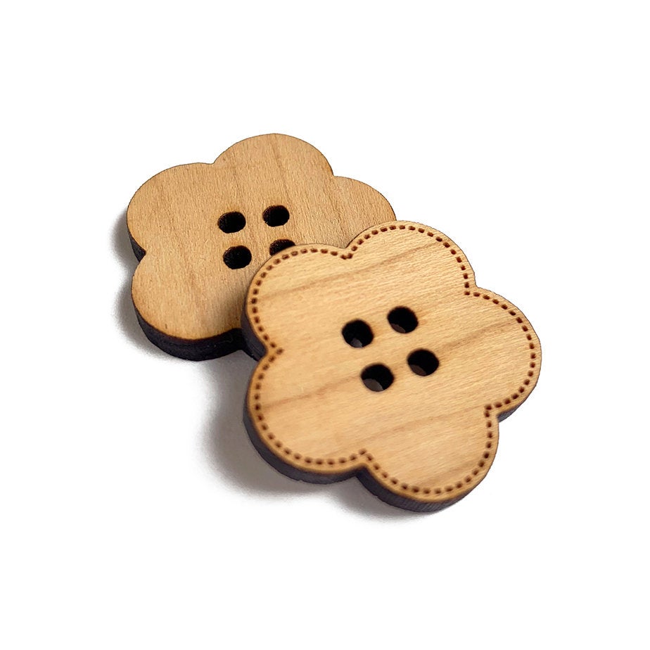 Flower Shaped Wood Button Blanks