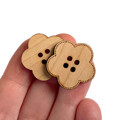 Flower Shaped Wood Button Blanks