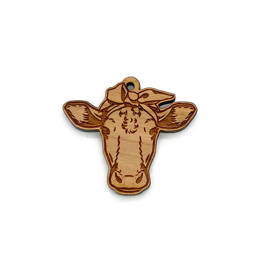 Bandana Cow Engraved Wood Jewelry Charm Blanks