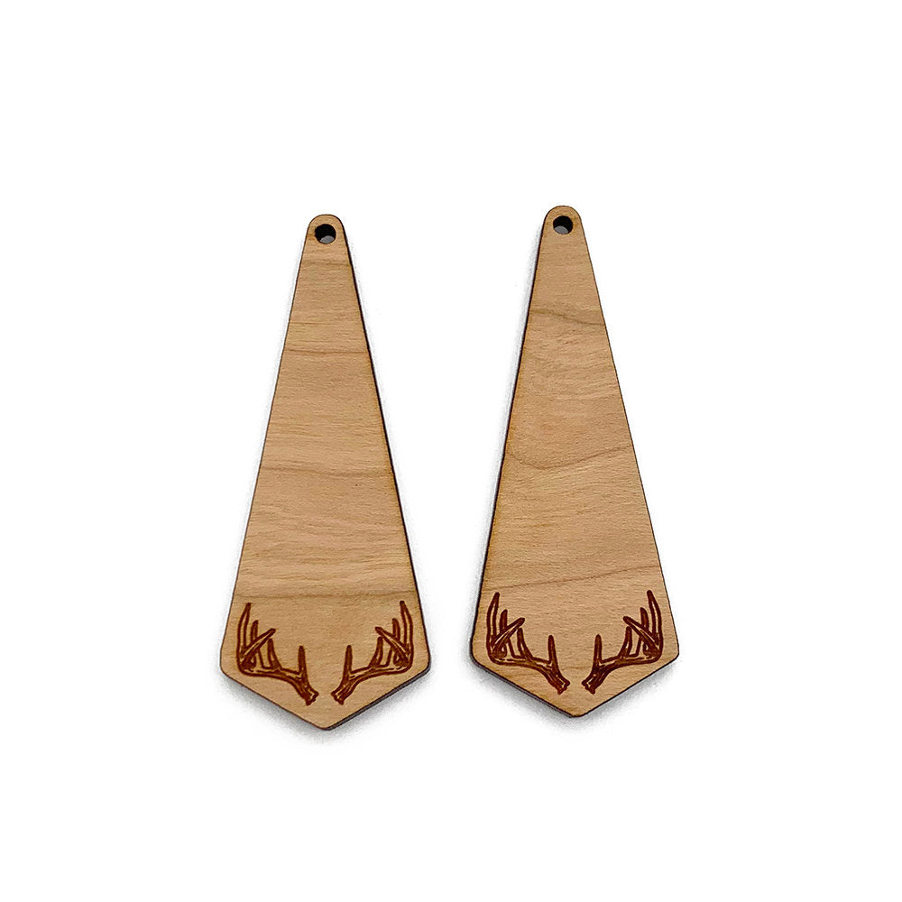 Antlers Engraved Triangular Shaped Wood Jewelry Charm Blanks