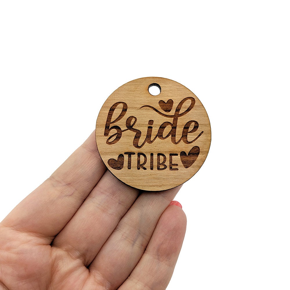 Bride Tribe Large Round Engraved Wood Charm Blanks