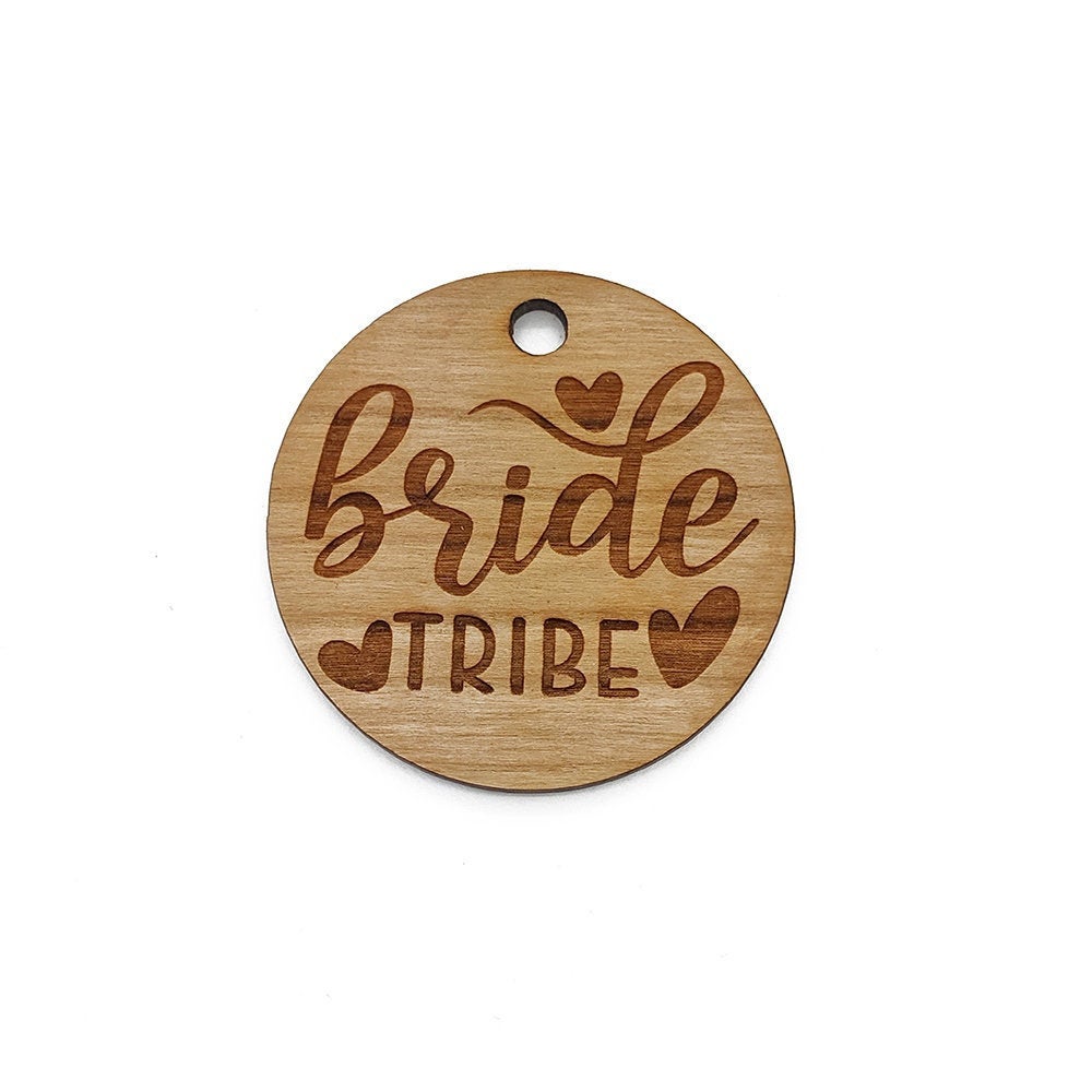 Bride Tribe Large Round Engraved Wood Charm Blanks