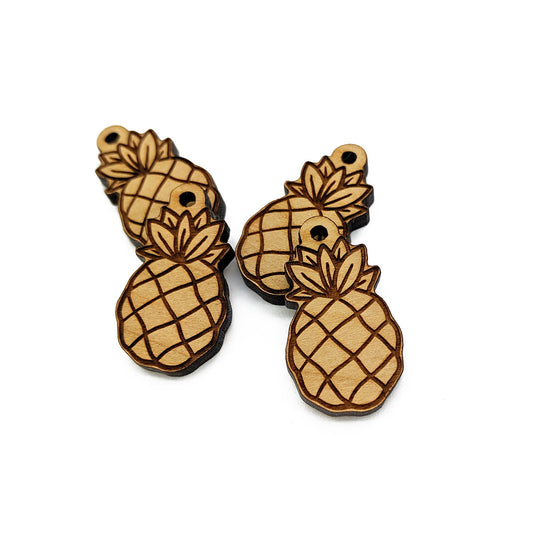 Pineapple Engraved Wood Jewelry Charm Blanks