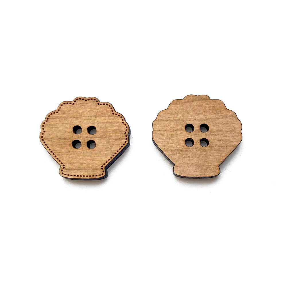 Seashell Shaped Wood Button Blanks