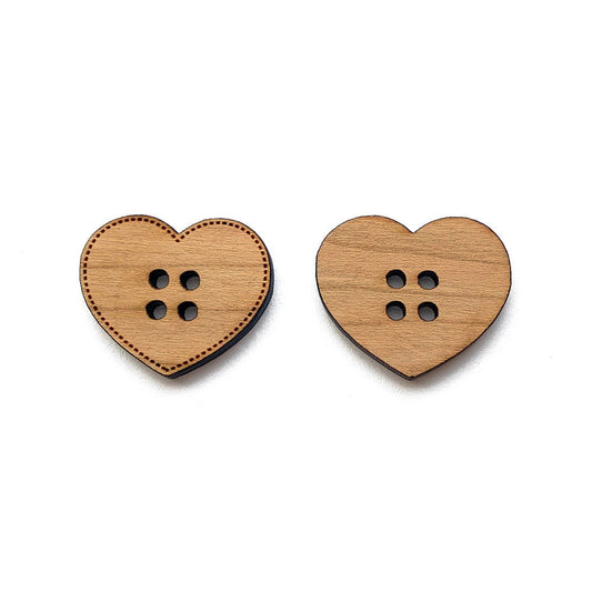 Heart Shaped Wood Button Blanks